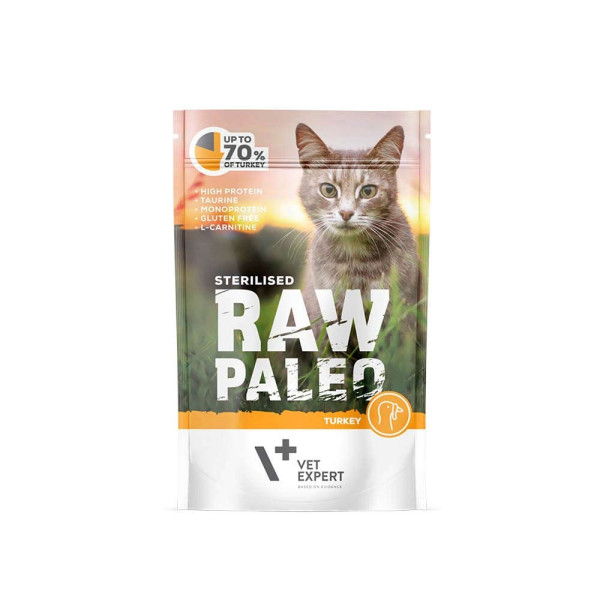 RAW PALEO STERILIZED CAT 100 g - mokré krmivo pre sterilizované mačky