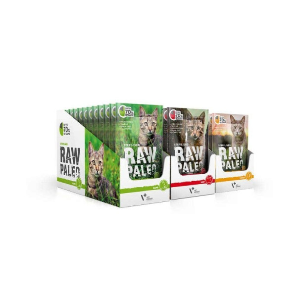 RAW PALEO STERILIZED CAT 36X100G - krmivo pre sterilizované mačky