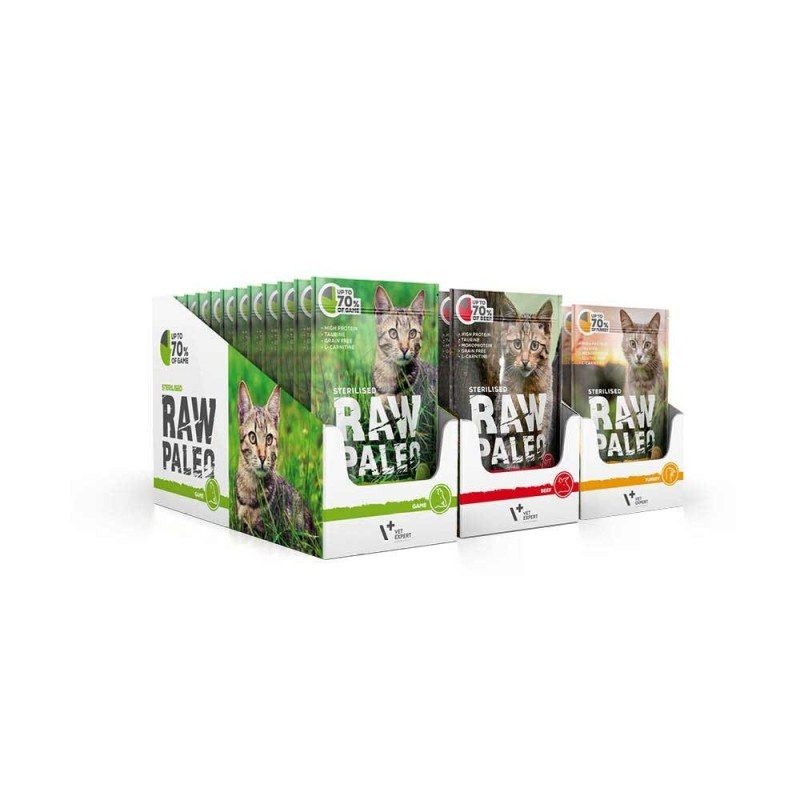 RAW PALEO STERILIZED CAT 36X100G - krmivo pre sterilizované mačky
