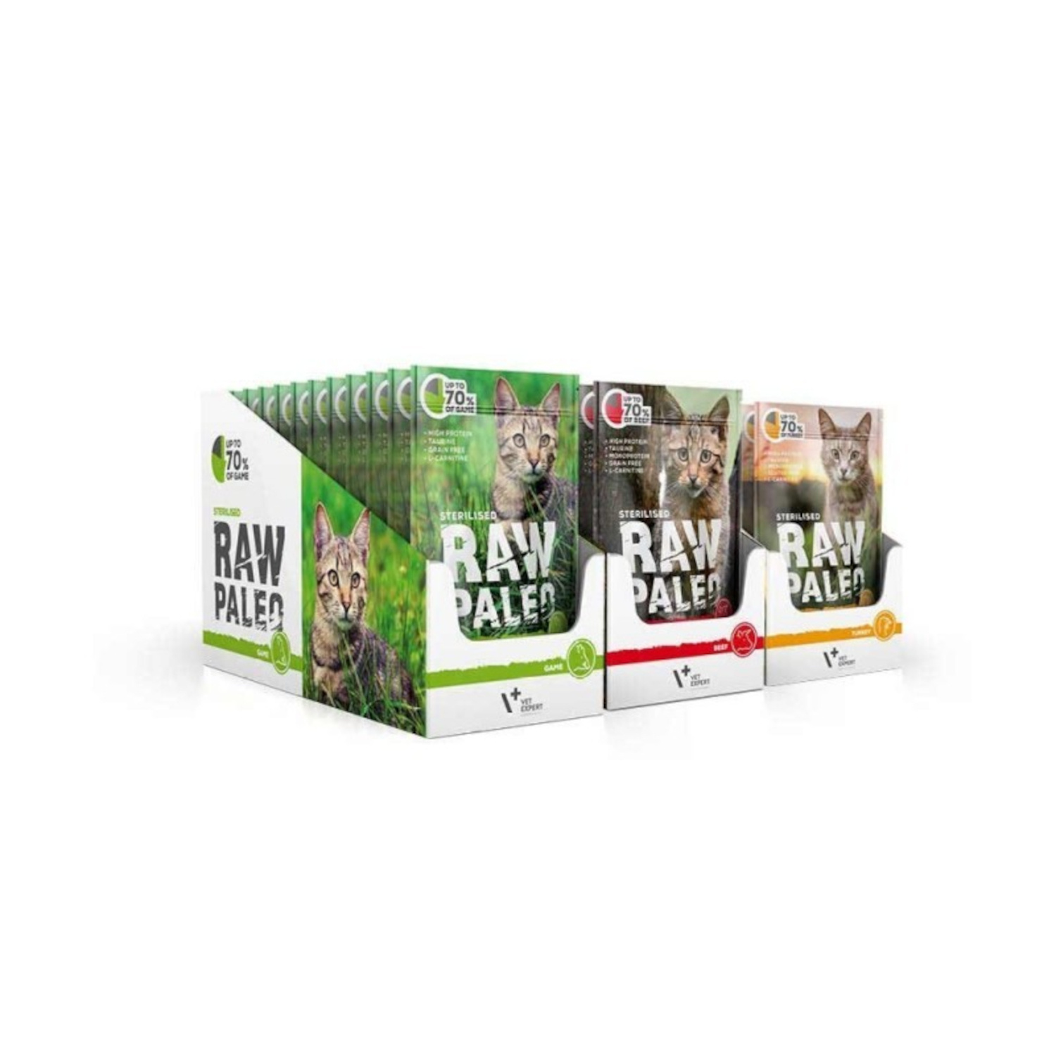 RAW PALEO STERILIZED CAT 36X100G - krmivo pre sterilizované mačky