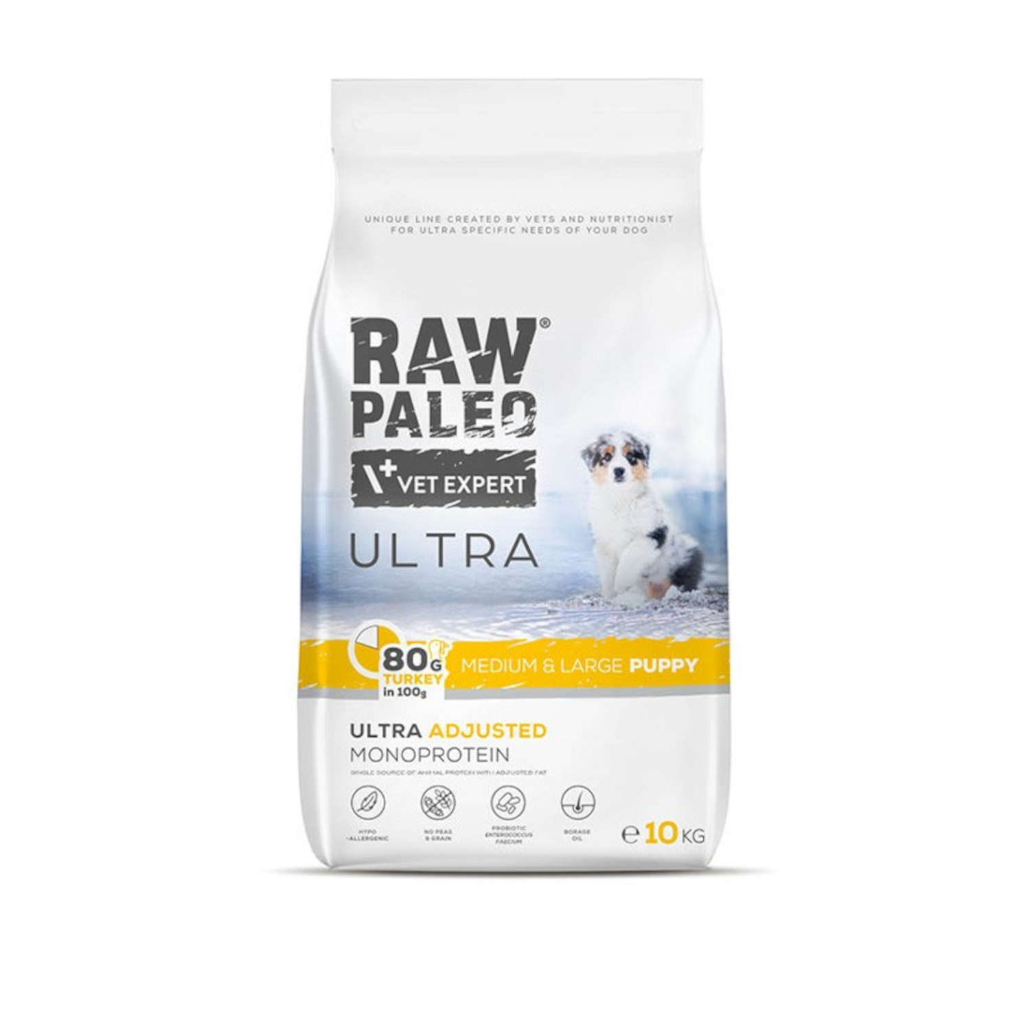 RAW PALEO ULTRA TURKEY PUPPY MEDIUM/LARGE - suché krmivo s morčacím mäsom pre šteniatka stredných a veľkých plemien