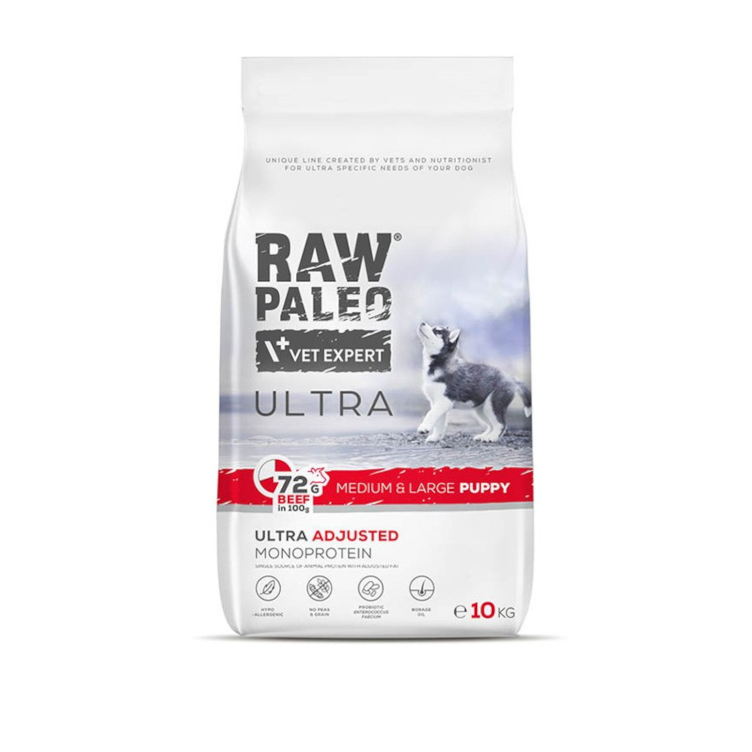 RAW PALEO ULTRA BEEF PUPPY MEDIUM/LARGE - suché krmivo s hovädzím mäsom pre šteniatka stredných a veľkých plemien