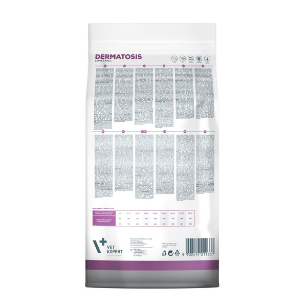 VET EXPERT DERMATOSIS DOG LAMB & KRILL – suché veterinárne krmivo pre