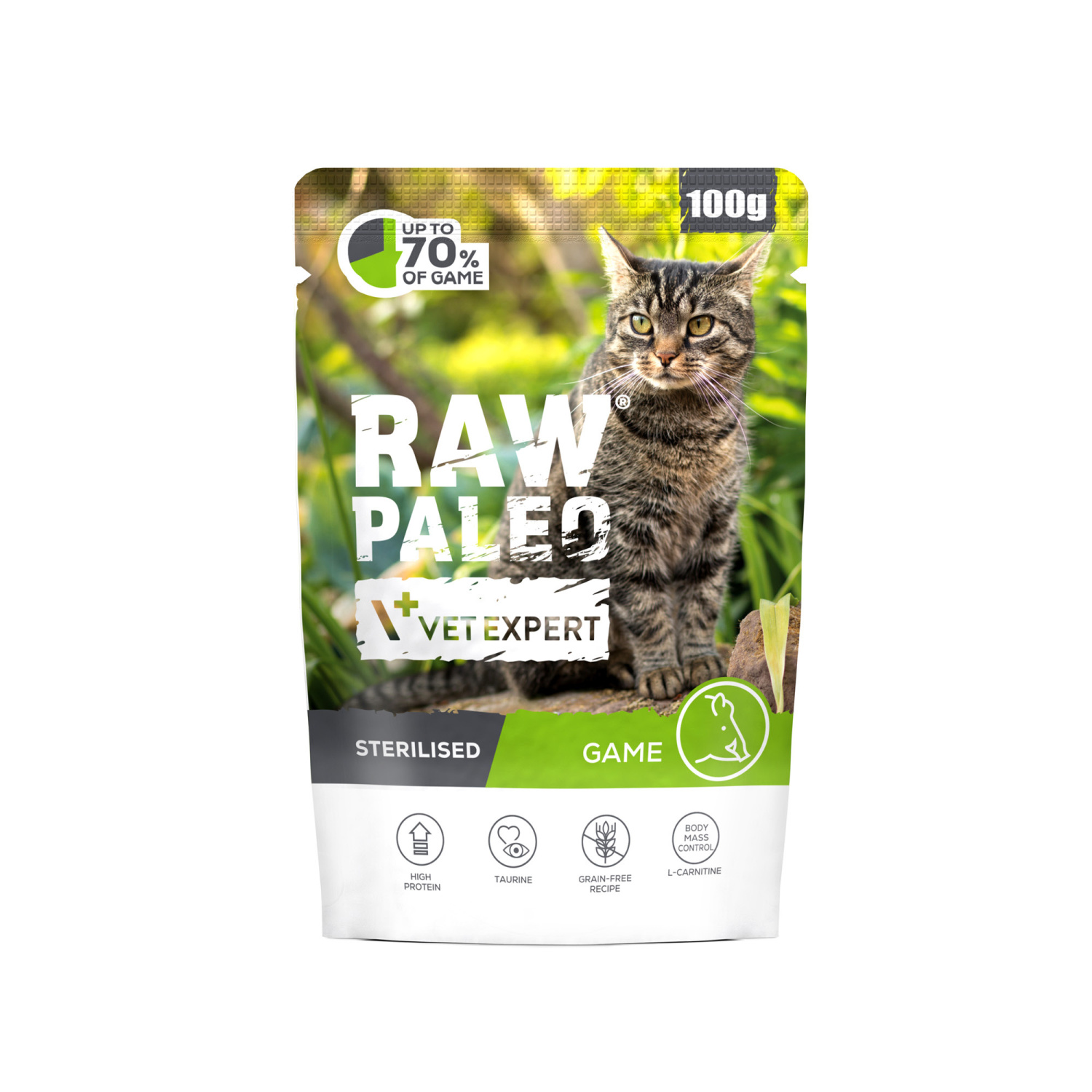 RAW PALEO STERILIZED CAT 100g - mokré krmivo pre sterilizované mačky -