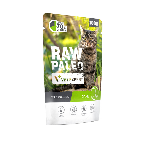 RAW PALEO STERILIZED CAT 100g - mokré krmivo pre sterilizované mačky -