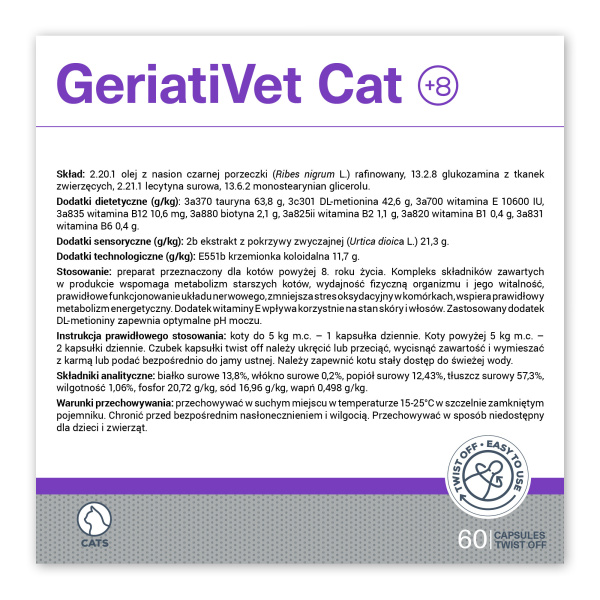 GeriatiVet Cat 60 kapsúl – doplnok výživy pre staršie mačky