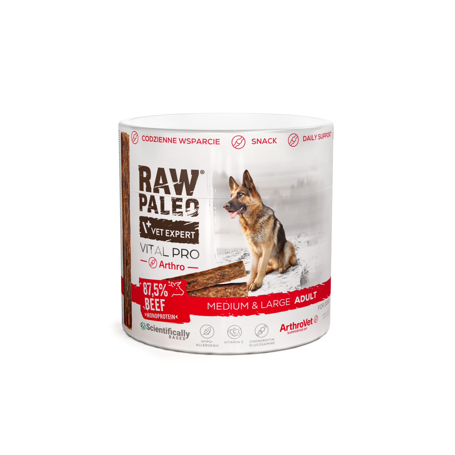 RAW PALEO Vital Pro Arthro Beef Medium Large 100g - hypoalergénna monoproteínová funkčná maškrta – tyčinka pre psa