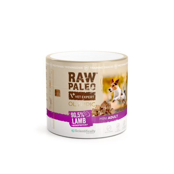 RAW PALEO Olympic Lamb Mini 90g - hypoalergénna monoproteínová tréningová maškrta pre psa