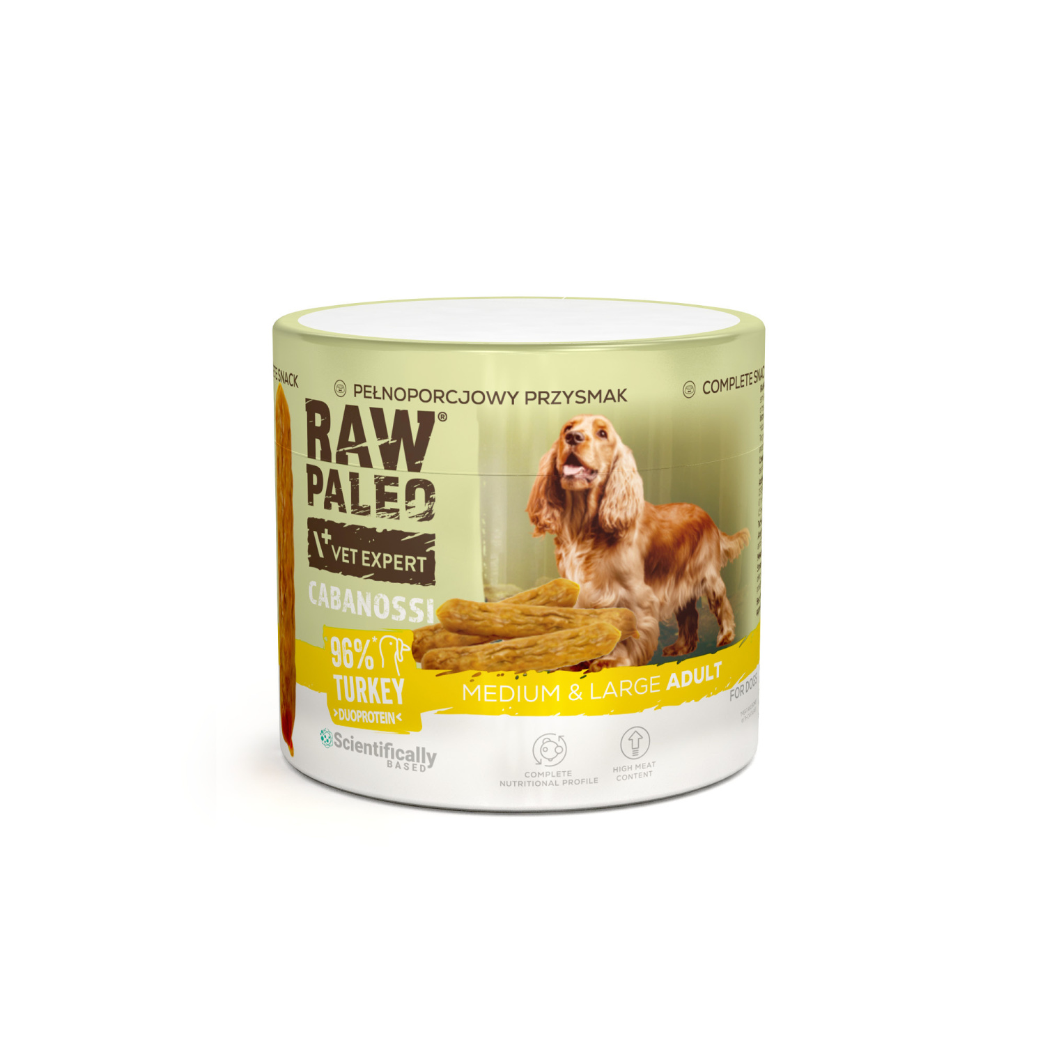 RAW PALEO Cabanossi Turkey Medium Large 100g - kompletná prírodná maškrta vo forme klobásky pre psa