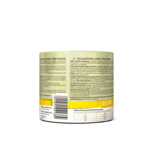 RAW PALEO Cabanossi Turkey Medium Large 100g - kompletná prírodná maškrta vo forme klobásky pre psa