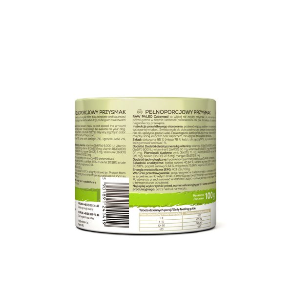 RAW PALEO Cabanossi Game Medium Large 100g - kompletná prírodná maškrta vo forme klobásky pre psa
