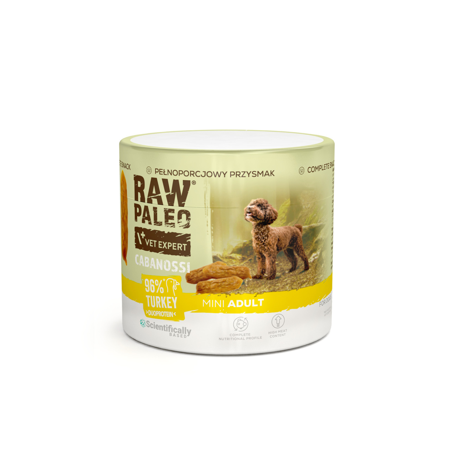 RAW PALEO Cabanossi Turkey Mini 100g - kompletná prírodná maškrta vo forme klobásky pre psa