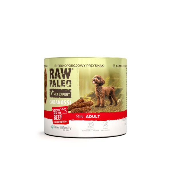 RAW PALEO Cabanossi Beef Mini 100g - kompletná prírodná maškrta vo forme klobásky pre psa