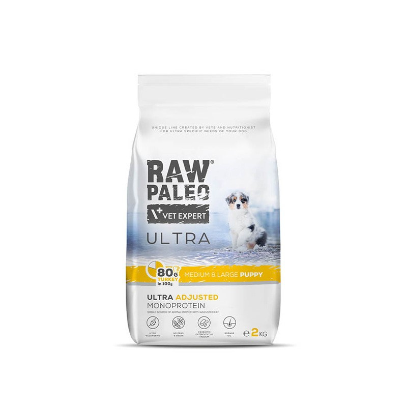 RAW PALEO ULTRA TURKEY PUPPY MEDIUM/LARGE - suché krmivo s morčacím mäsom pre šteniatka stredných a veľkých plemien (Veľkosť balenia: 10kg)