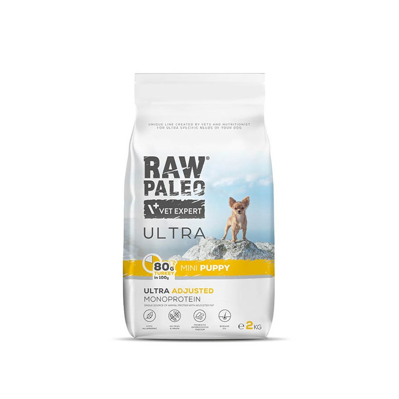 RAW PALEO ULTRA TURKEY PUPPY MINI - suché krmivo s morčacím mäsom pre šteniatka malých plemien (Veľkosť balenia: 2kg)