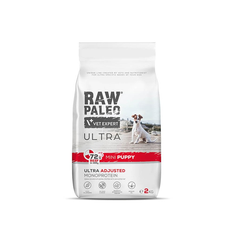 RAW PALEO ULTRA BEEF PUPPY MINI - suché krmivo s hovädzím mäsom pre šteniatka malých plemien (Veľkosť balenia: 750g)