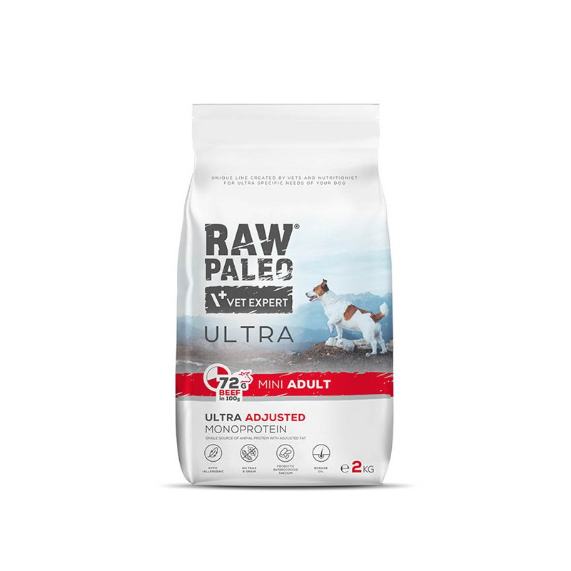 RAW PALEO ULTRA BEEF ADULT MINI - suché krmivo s hovädzím mäsom pre dospelé psy malých plemien (Veľkosť balenia: 750g)