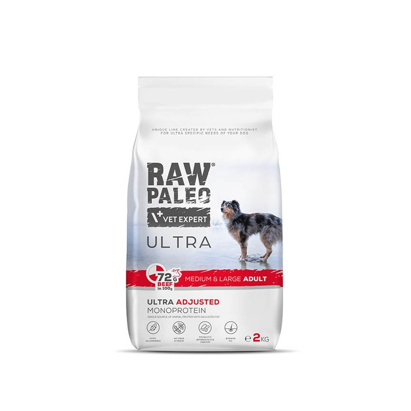 RAW PALEO ULTRA BEEF ADULT MEDIUM/LARGE - suché krmivo s hovädzím mäsom pre dospelé psy stredných a veľkých plemien (Veľkosť balenia: 10kg)
