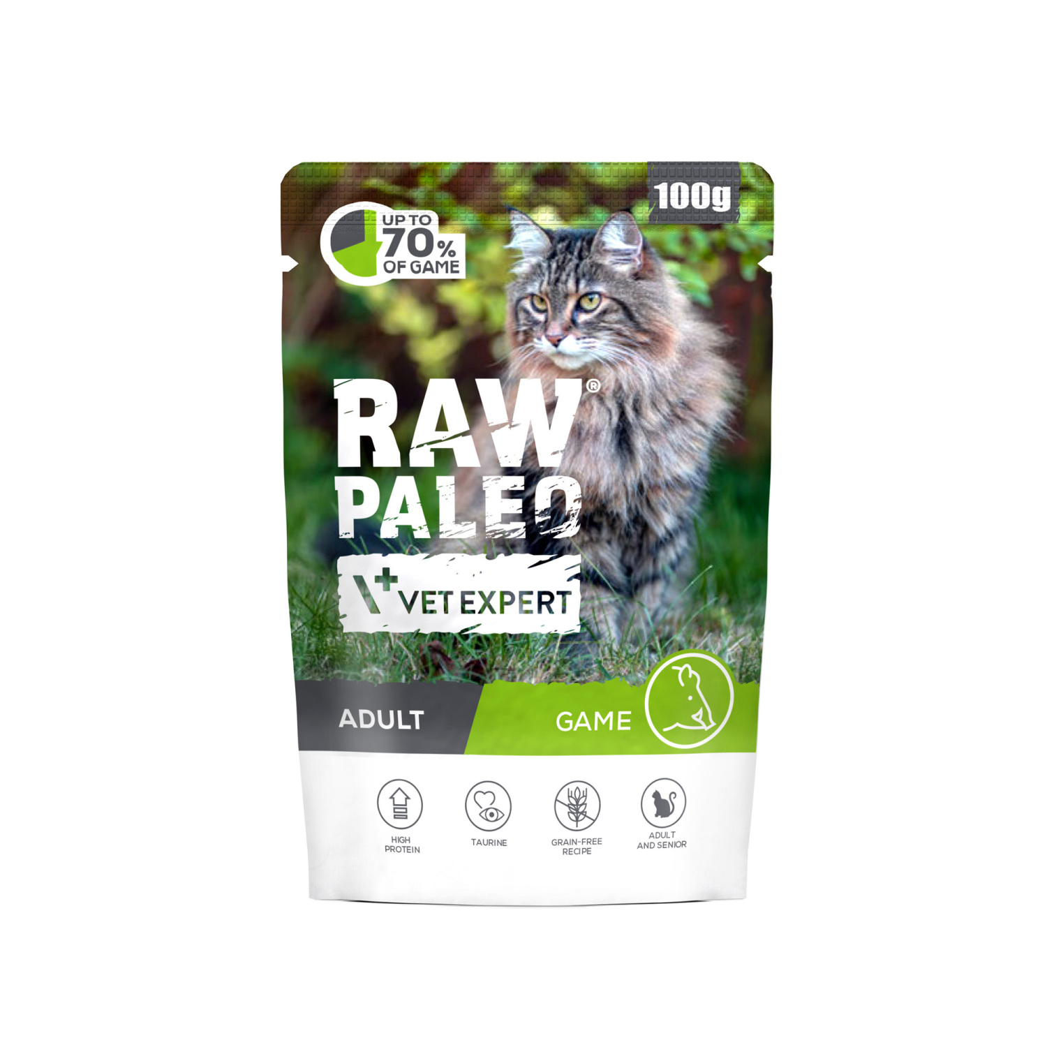 RAW PALEO ADULT CAT GAME 100g - mokré krmivo pre dospelé mačky - divina